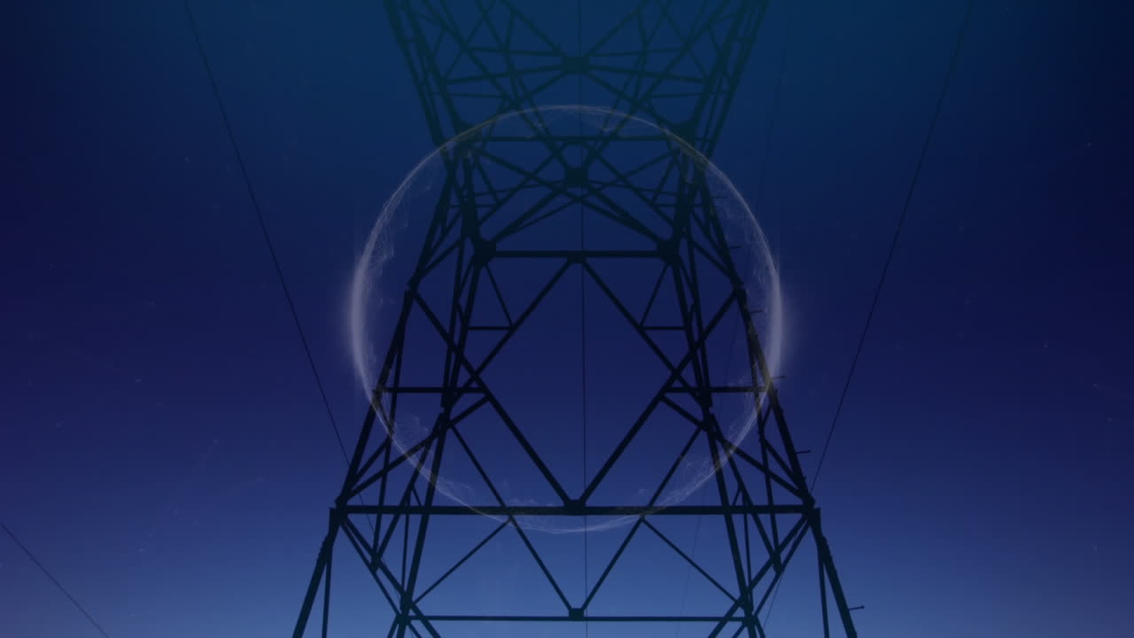 animación de un globo brillante sobre el pilar de la electricidad