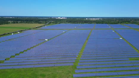 large solar farm in germany, providing clean and sustainable energy. magic aerial view flight drone shot footage from above