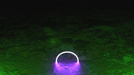 neon circles are on the surface, abstract 3d render background, computer generated backdrop