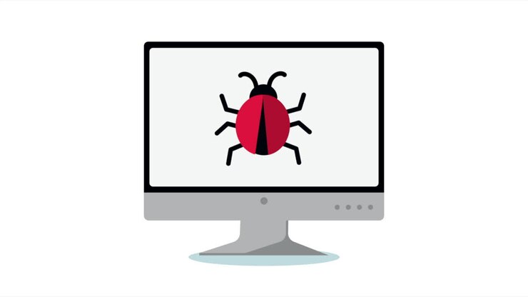 bug in desktop cyber security animation