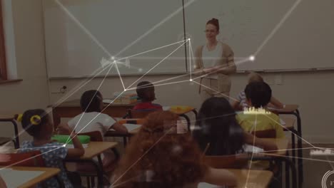 Animation-Des-Netzwerks-Von-Verbindungen-Zwischen-Verschiedenen-Schülern-Und-Einer-Lehrerin