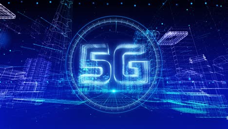 digital cyber city with 5g high speed internet connection of internet of things iot.