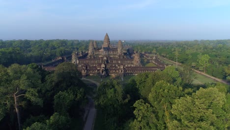 Angkor-Wat-Aerial-Cambodia-Tourism-Establishing-shot-Drone-Sunrise