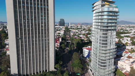 aerial shot of the lopez mateos avenue, southwest to northeast direction in guadalajara, jalisco, mexico