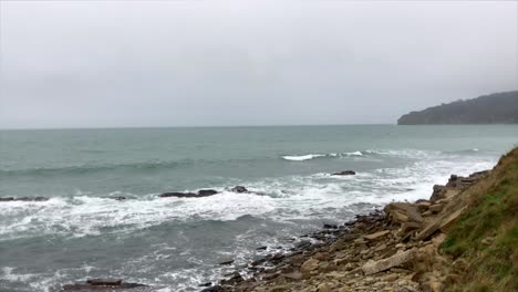 Heavy-rain-and-overcast-clouds-hit-the-Jurassic-Coast-in-Dorset,-England