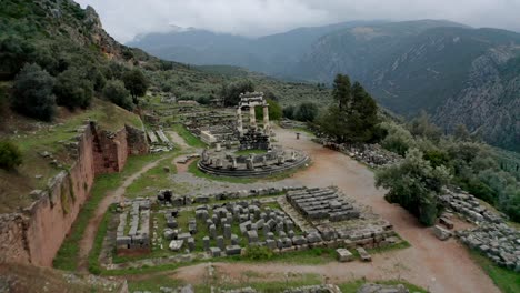 Griechenland-Delphi-Berühmter-Griechischer-Tempel-Der-Athene,-Ort-Der-Philosophie-Für-Sokrates