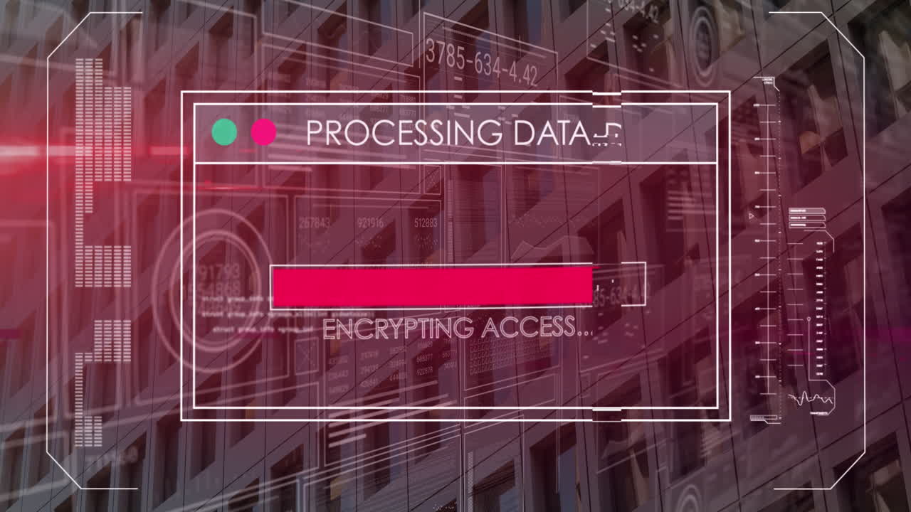 사무실 건물 위의 재무 데이터 처리 애니메이션