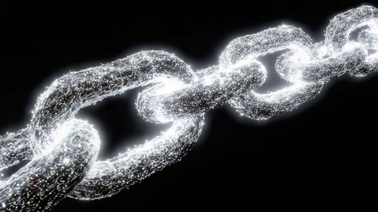 A Glimmering Chain Illuminated Against a Dark Background, Showcasing the Intricate Details and Sparkling Texture of Each Link involved in Solidarity and Strength