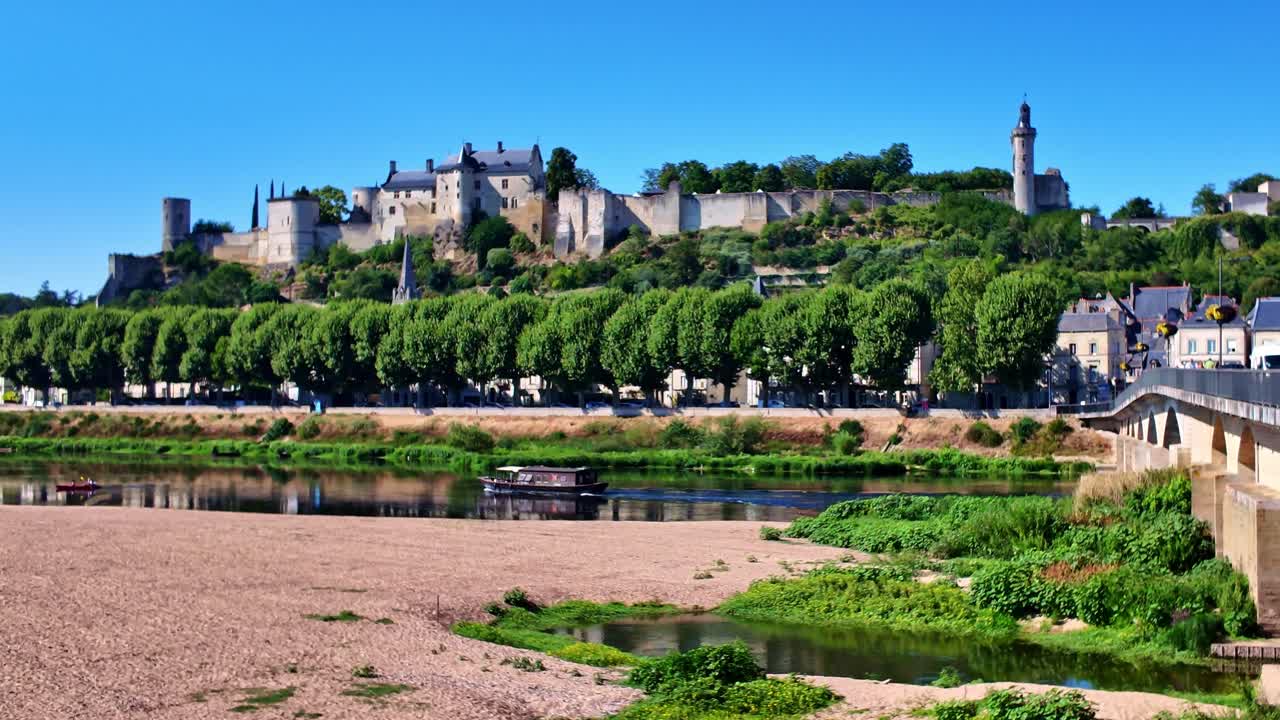 Forteresse Royale de Chinon aka Royal Fortress of Chinon on a hilltop from the Vienne River, Indre-et-Loire, France