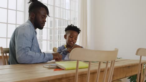 father and son at home