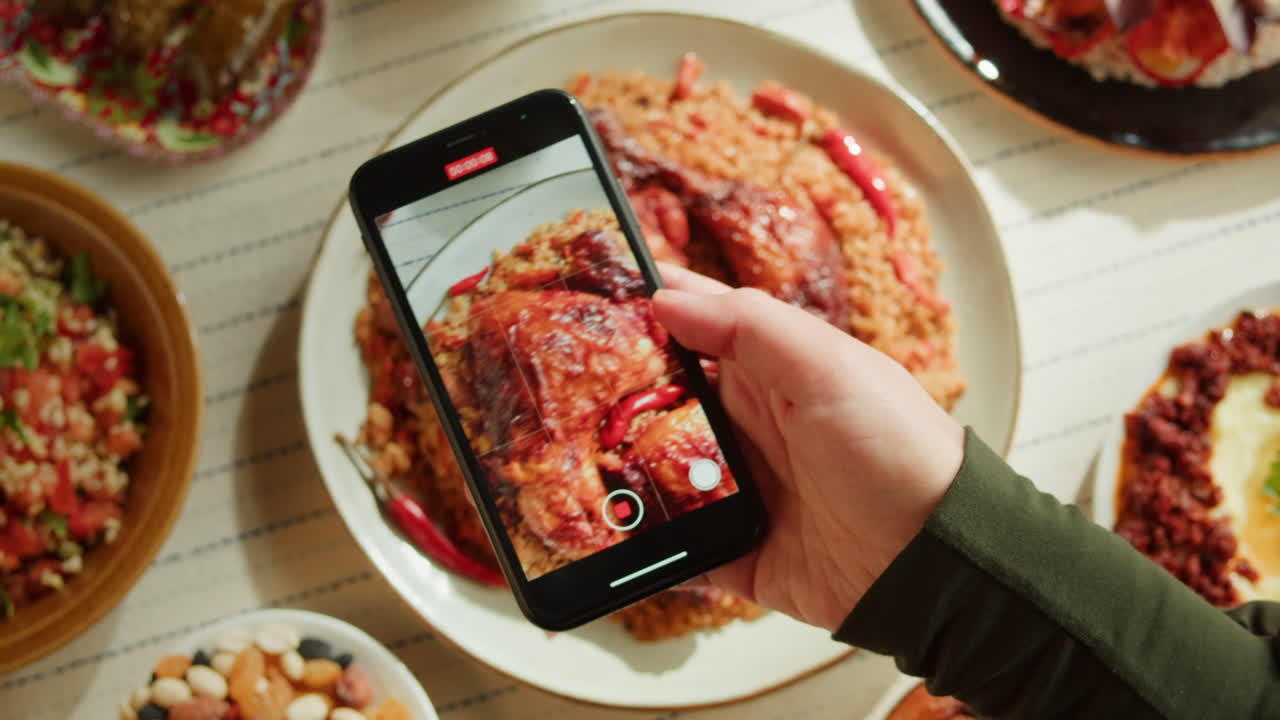 A feast of delicious dishes being captured