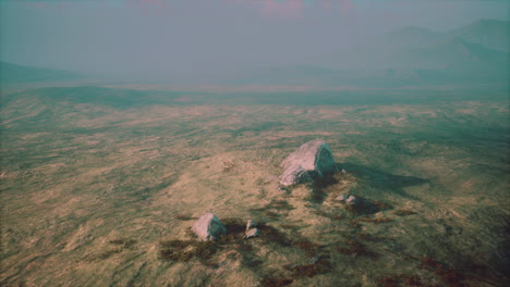 alpine landscape with big stones