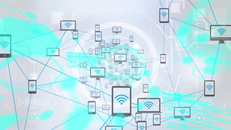 animation of data processing over network of connections