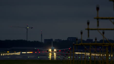 airplane landing at night