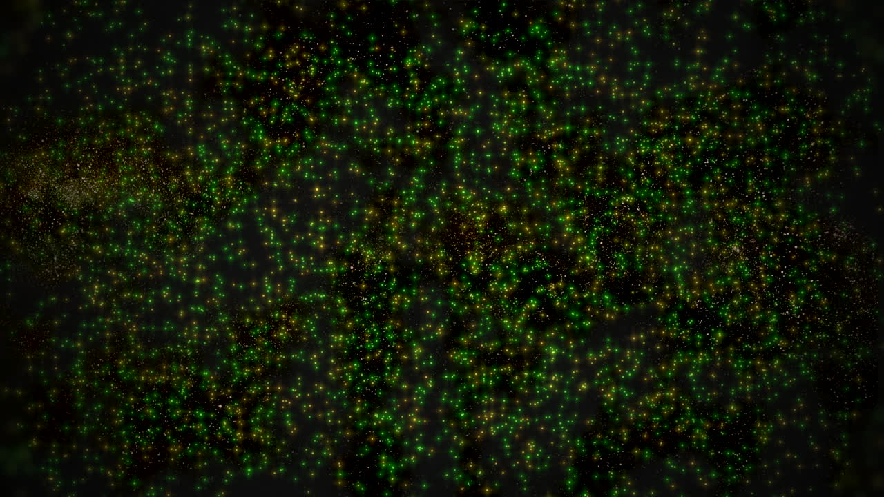 brillos de colores digitales volando en el espacio oscuro