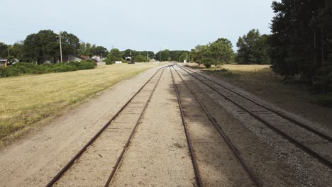 still video take with drone of a railroad in pov