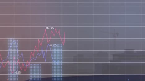 Animación-Del-Procesamiento-De-Datos-Financieros-Sobre-El-Paisaje-Urbano