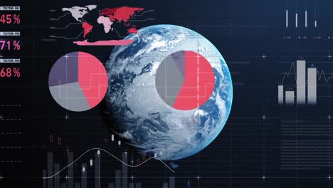 animación del procesamiento de datos y las estadísticas en todo el mundo
