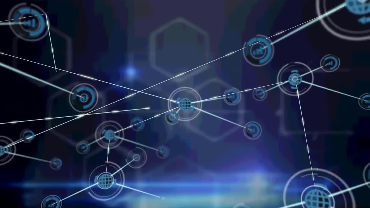 animación de la red de conexiones sobre fondo negro