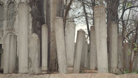 ancient ottoman tombstones in a historic cemetery
