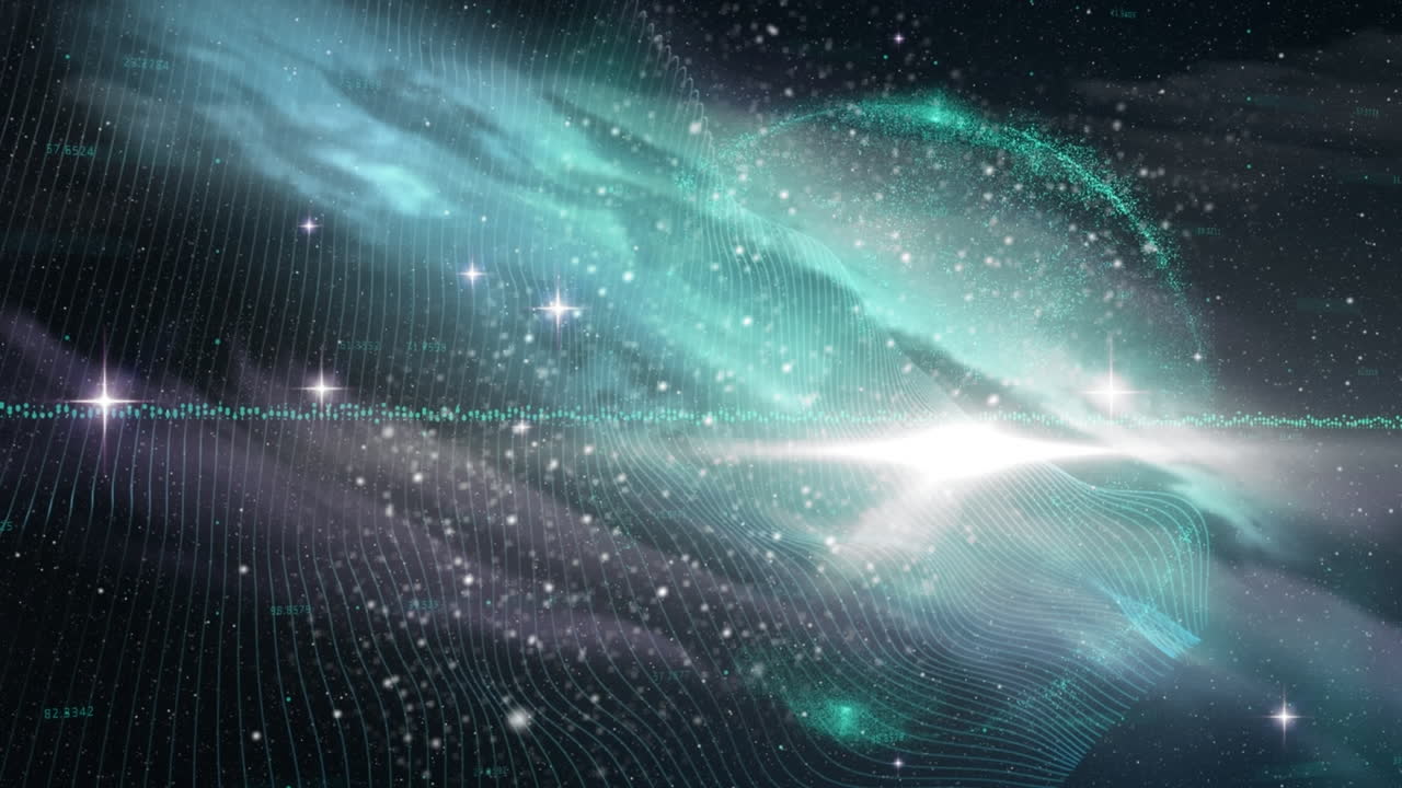 Animation of glowing clouds over black background