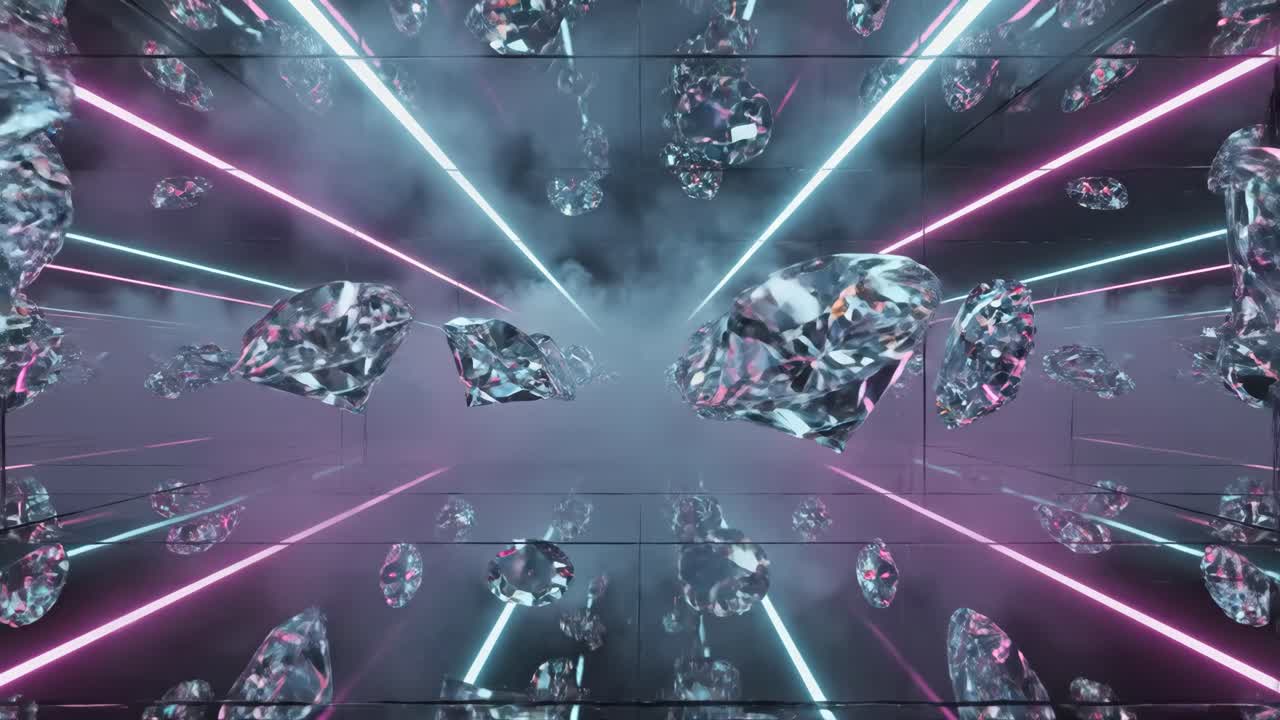 Abstract Diamonds in a Neon Lit Room