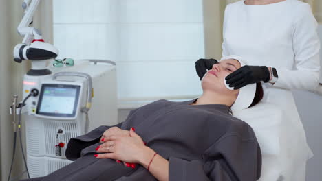 woman undergoing facial treatment at a medical spa