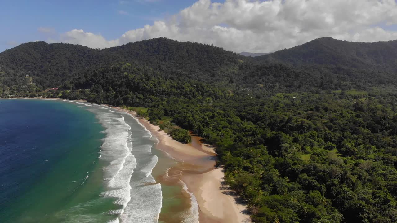 Las Cuevas Bay aerial shot on DJI Mavic Air with and amazing tropical rainforest in the background