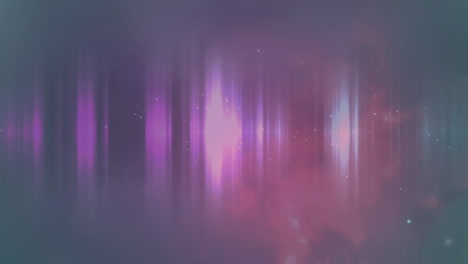 animation von blitzen über mehrfarbigen schallwellen gegen punkte auf schwarzem hintergrund