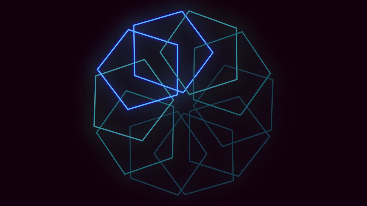 매혹적인 파란색 기하학적 패턴, 빛나는 시각적 교향곡