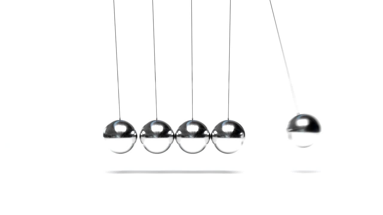 백색과 초록색 화면에서 뉴턴의 공을 반이는 루프 준비