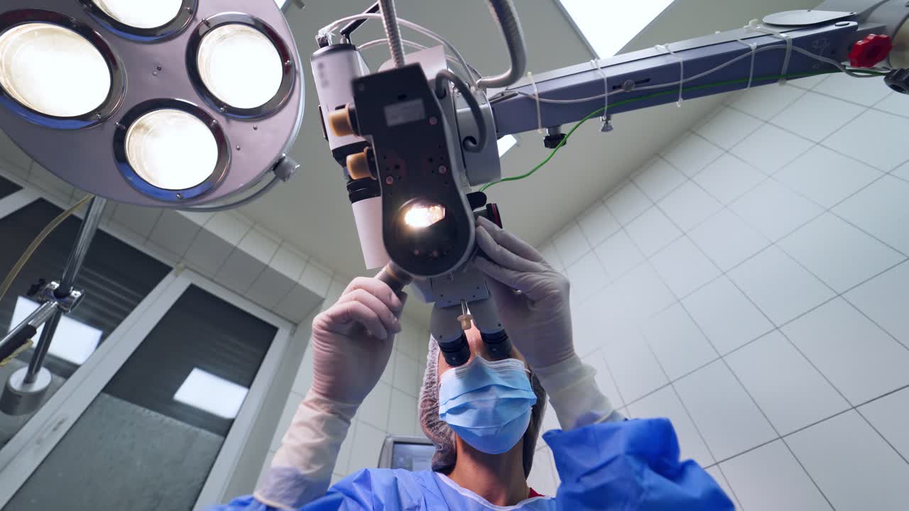 Surgeon operating patient. Surgeon operating eye cataract in hospital surgery