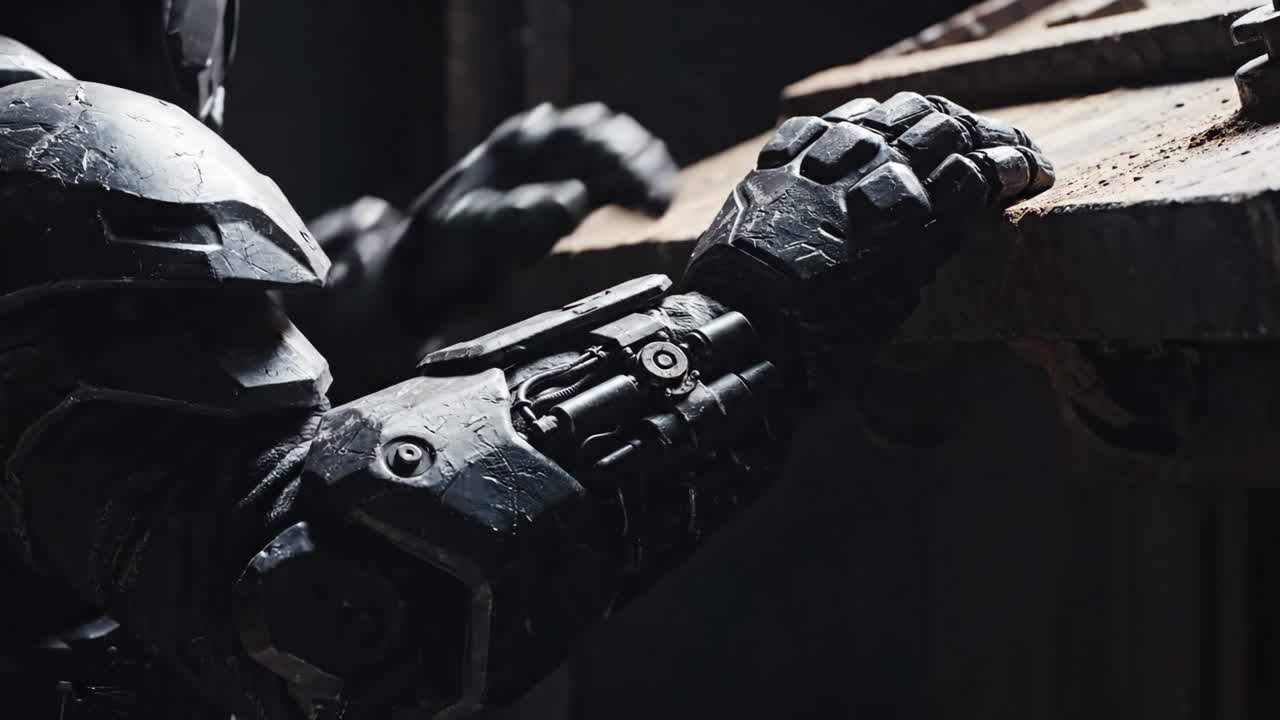 Close up of robotic armor