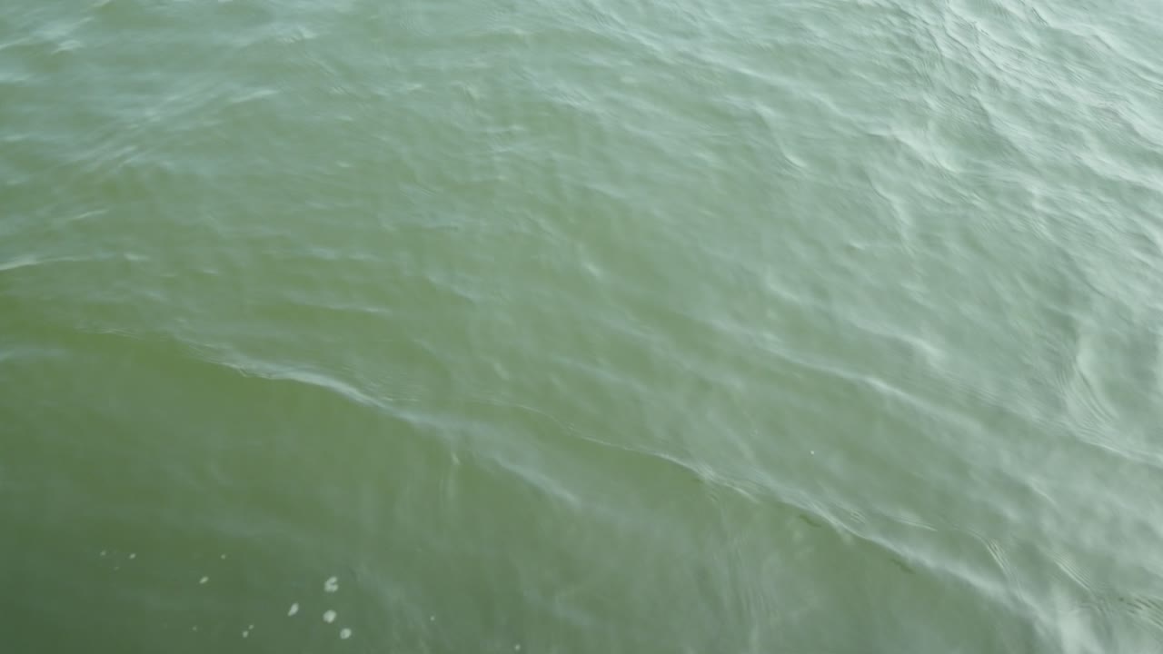 el agua, tranquila y quieta, no muestra ningún indicio de ondas o ondas