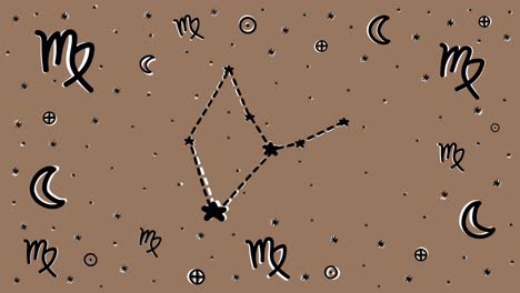 Hand-drawn-stop-motion-animation-of-Virgo-zodiac-sign-symbol-and-constellation