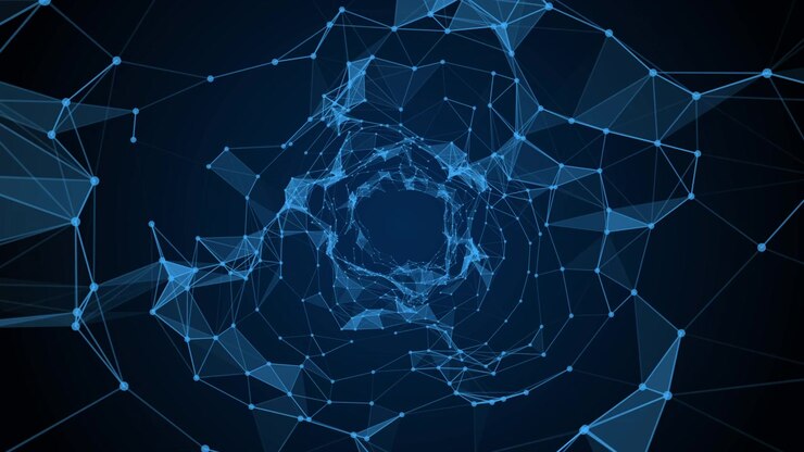 Abstract Digital Plexus Tunnel Moving Through Cyberspace