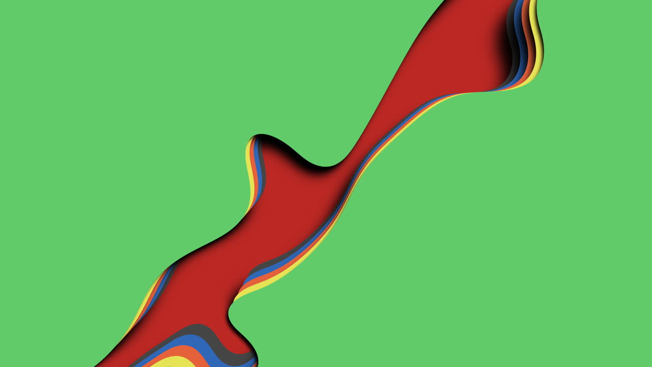 Colorful paper cut waves pattern on green gradient