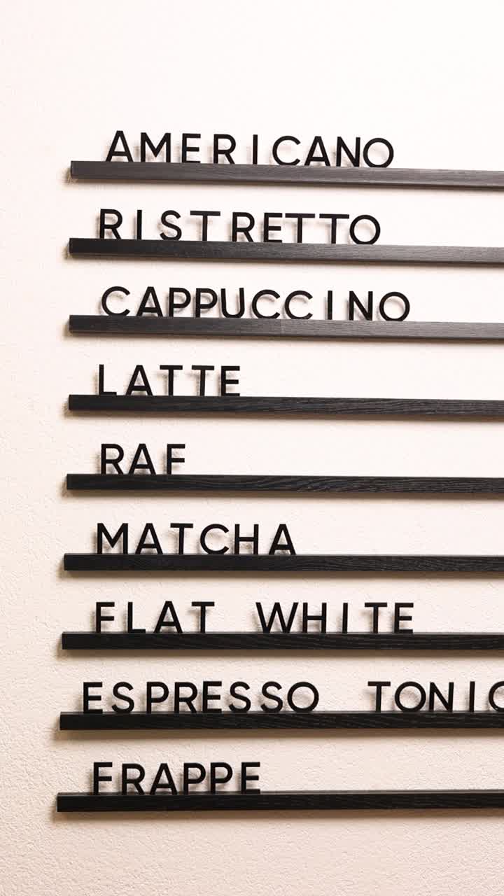 Drinks Menu with Numbers