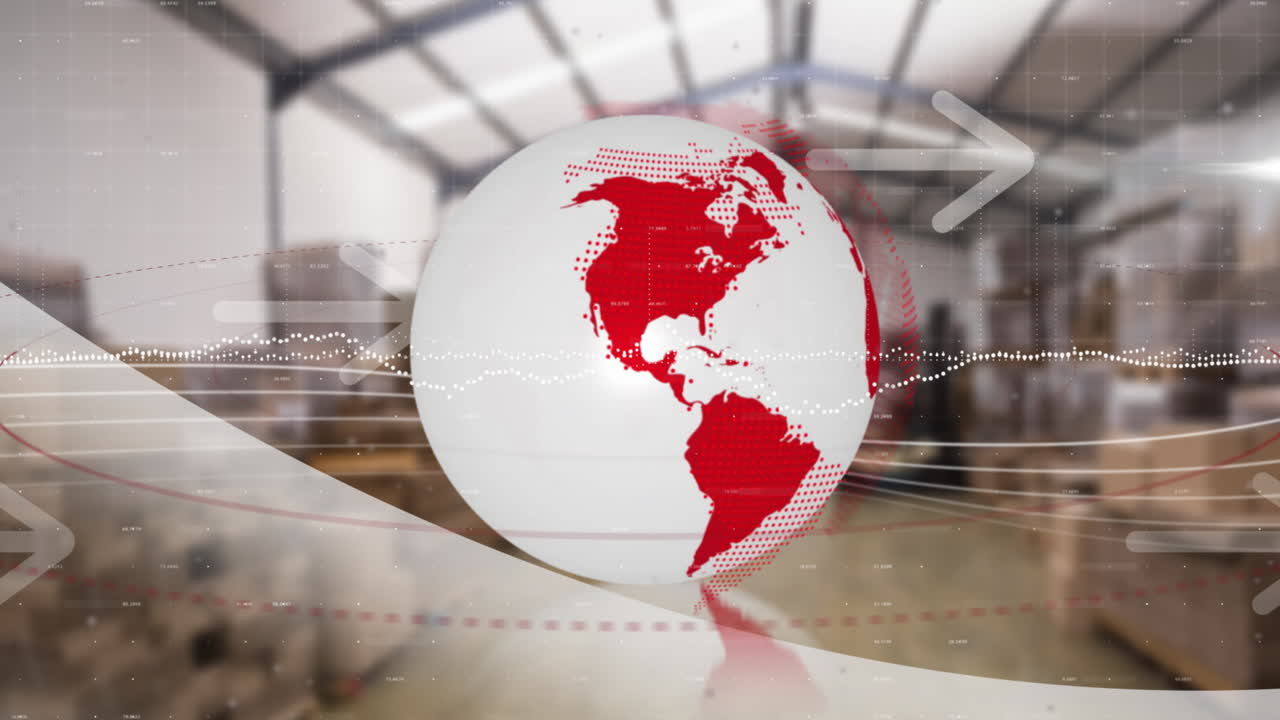 animación del procesamiento de datos financieros en todo el mundo y almacén