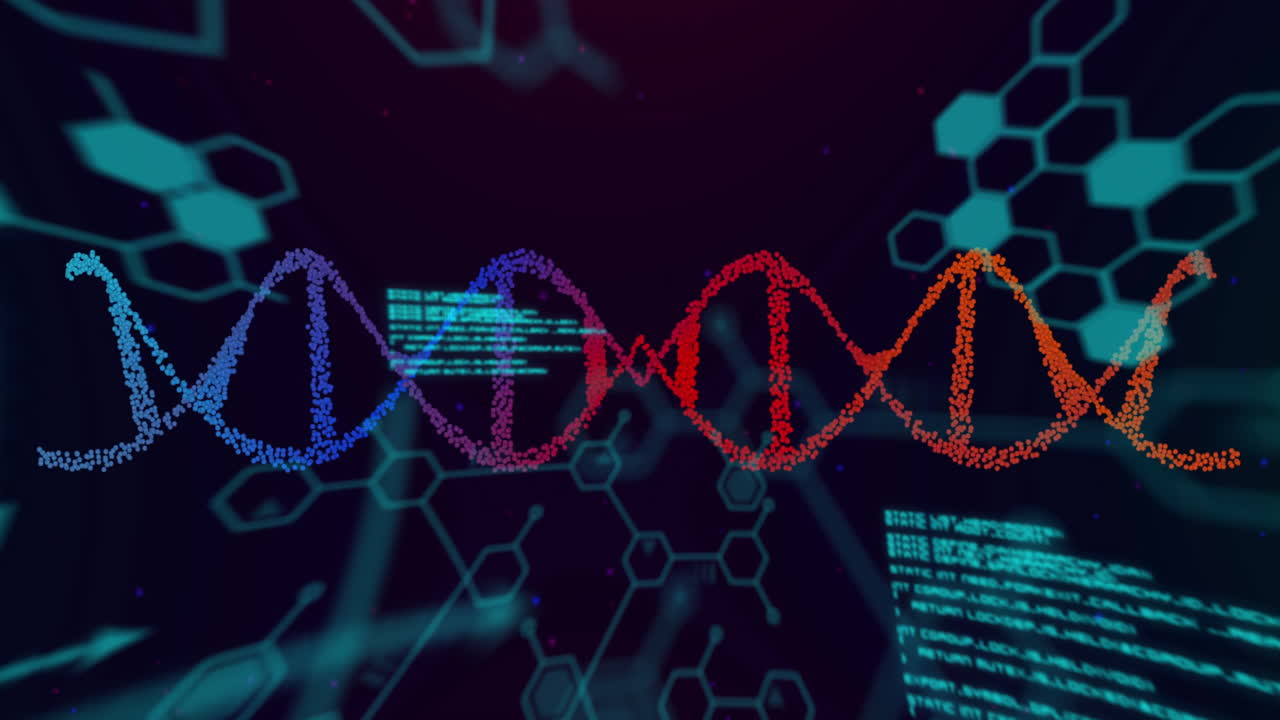 animación de cadenas de adn y procesamiento de datos científicos