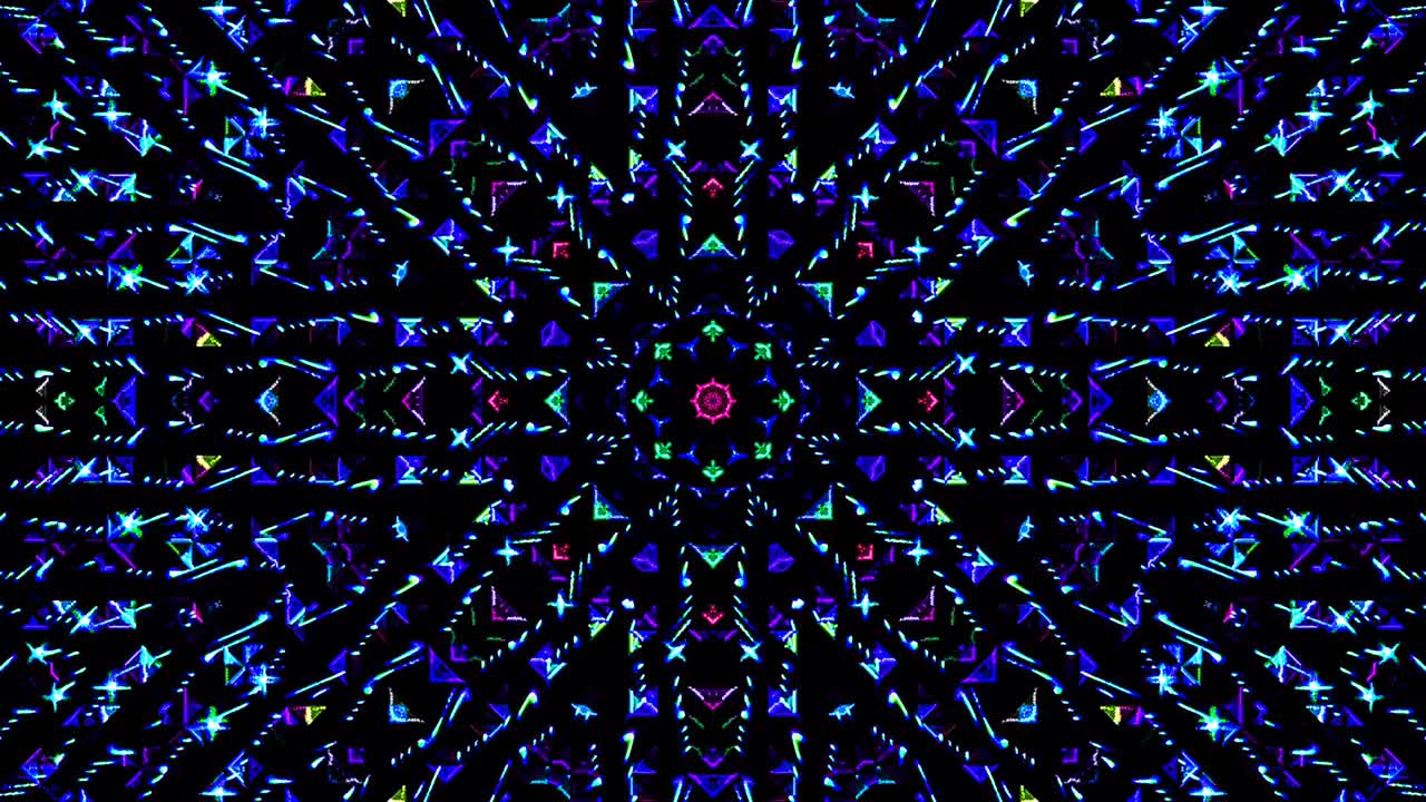 hermoso caleidoscopio abstracto que brilla, una luz radiante que regula los movimientos sutiles