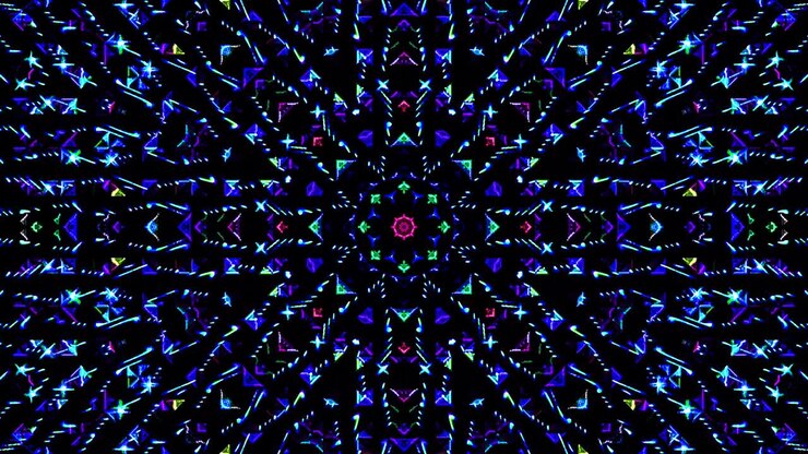 Beautiful abstract kaleidoscope that shines, a radiant light that regulates the subtle movements
