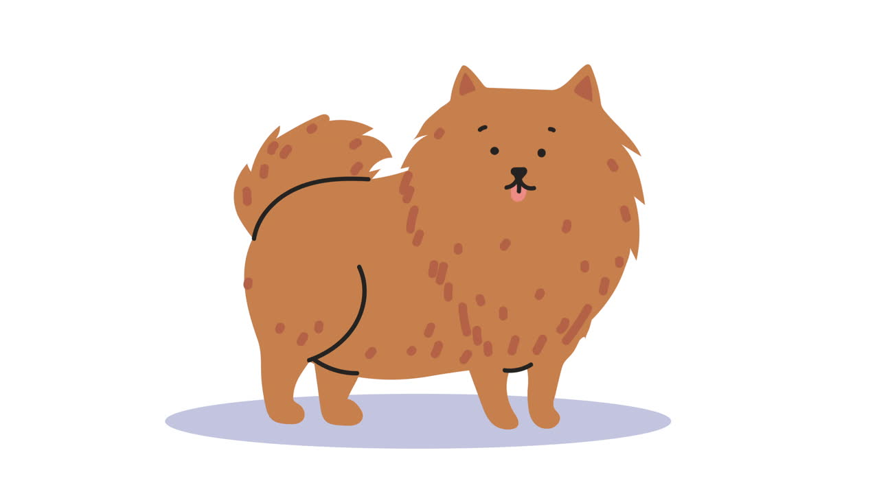 귀여운 개 마스코트 서 있는 애니메이션