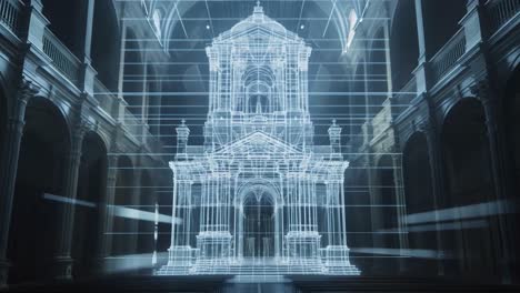 architectural wireframe of a church