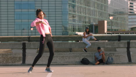 street, training and creative dance woman working