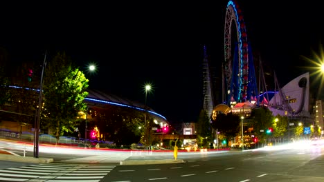 night lapse 4k including tokyo-dome ferris wheel zoom out