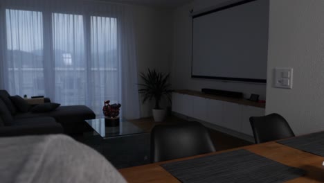 man controls the lighting in his living room using the speech recognition of a smartphone app - smarthome