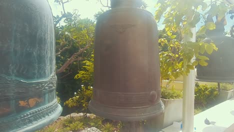 Looking-at-the-bells-in-the-temple