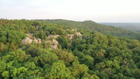 majestic hill landscape covered in green dense forest, aerial view