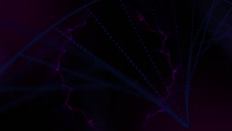 animación de la cadena de adn sobre formas en fondo negro
